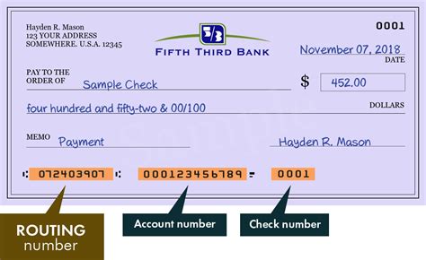 fifth third bank check routing number